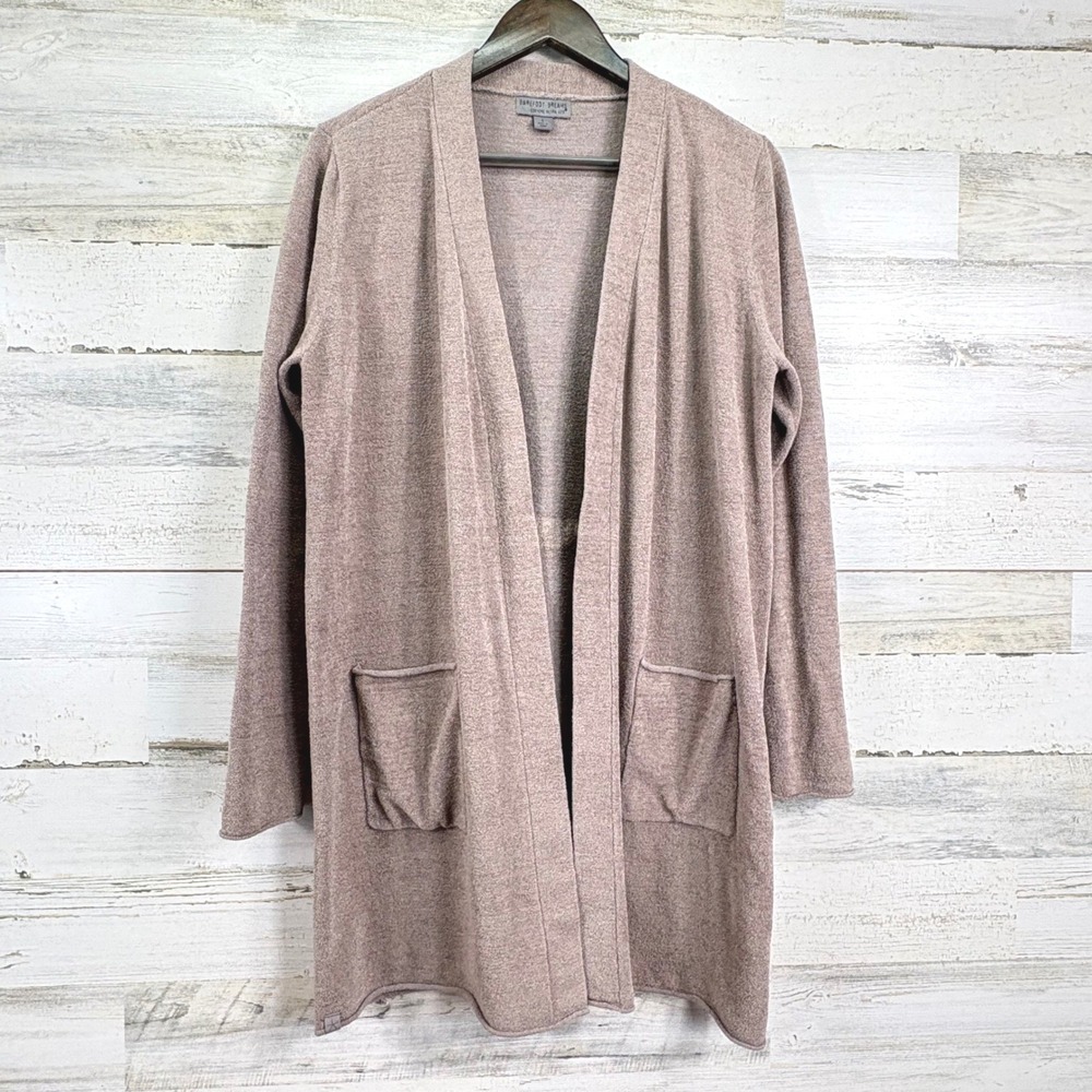 Barefoot Dreams CozyChic Ultra Lite Long Cardigan Sweater Heather‎ Cocoa Size L
